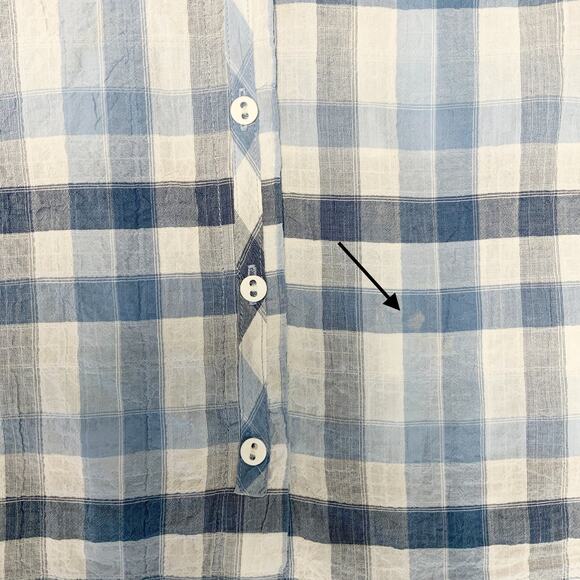 Habitat Cotton Pucker Weave Plaid Button Up Blouse Women's Size M - Picture 4 of 5